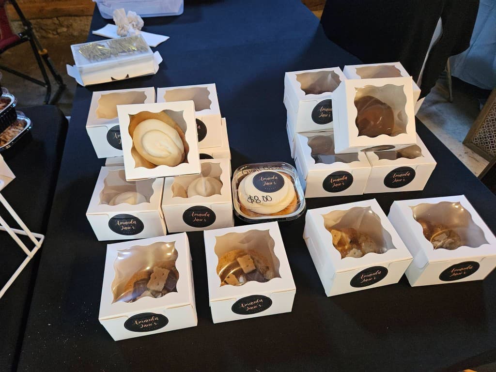 Individually boxed everyday baked goods from Amanda Jane's Bakery